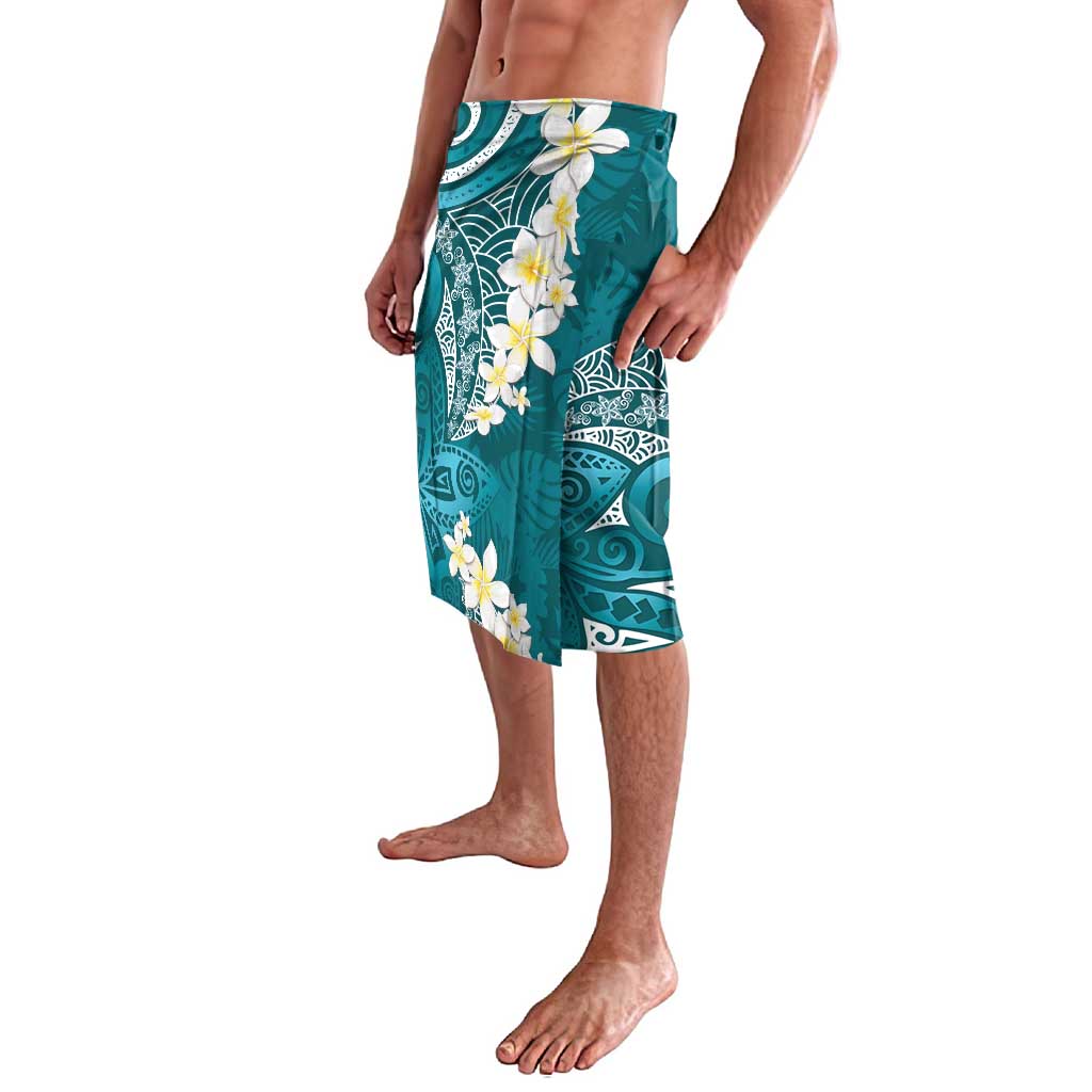 Cyan Polynesian Tribal Frangipani Tropical Vibe Lavalava