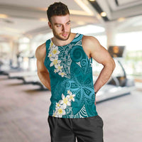 Cyan Polynesian Tribal Frangipani Tropical Vibe Men Tank Top