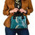 Cyan Polynesian Tribal Frangipani Tropical Vibe Shoulder Handbag