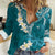 Cyan Polynesian Tribal Frangipani Tropical Vibe Women Casual Shirt