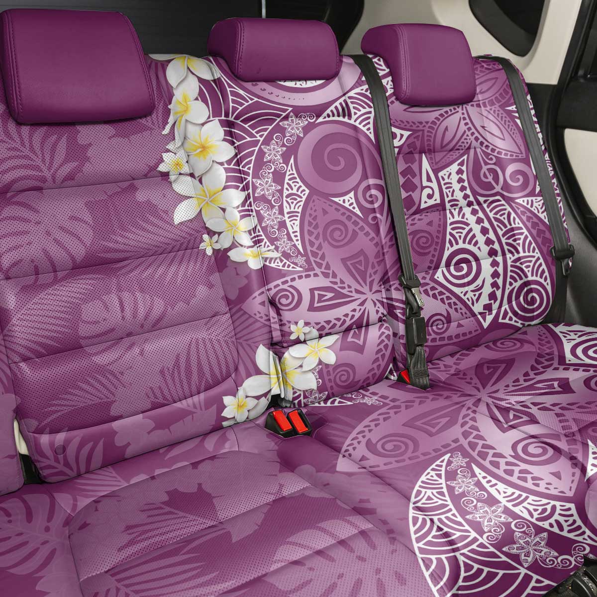 Pink Polynesian Tribal Frangipani Tropical Vibe Back Car Seat Cover