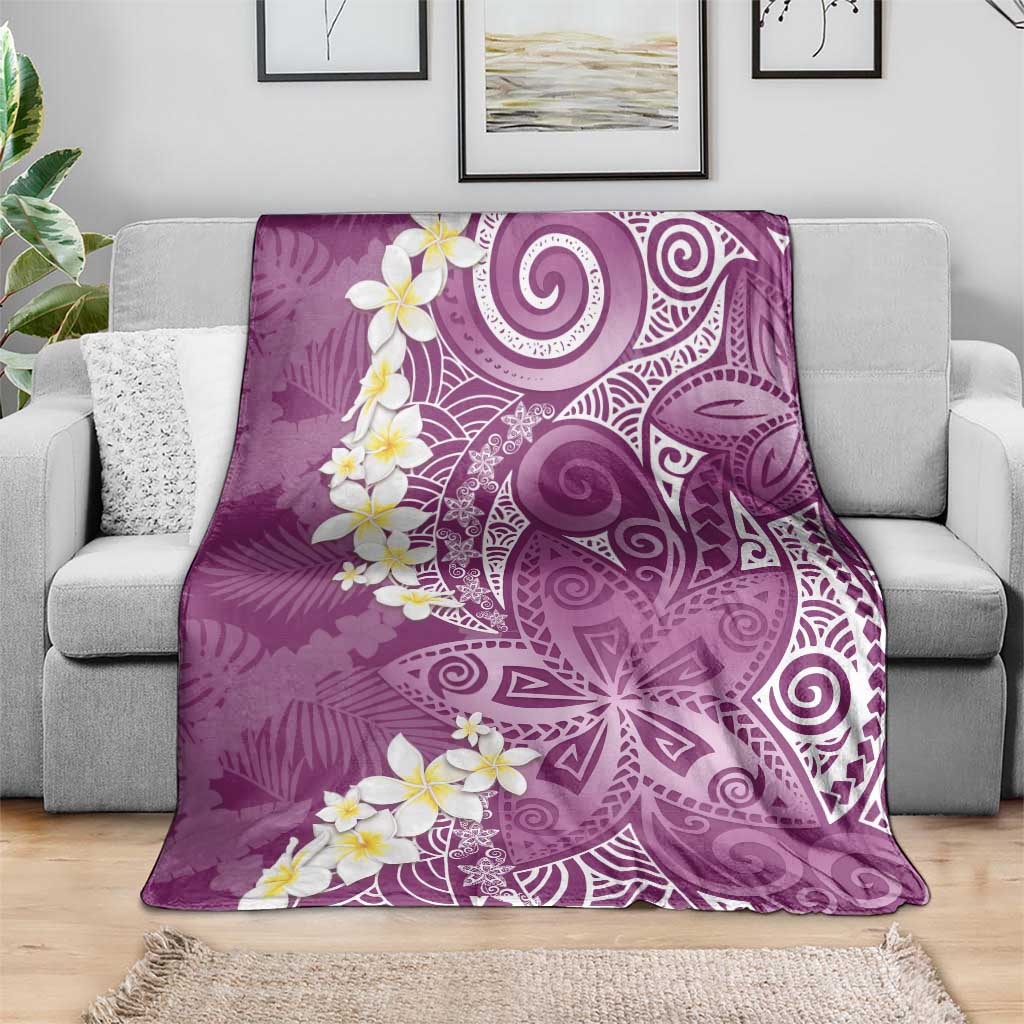 Pink Polynesian Tribal Frangipani Tropical Vibe Blanket
