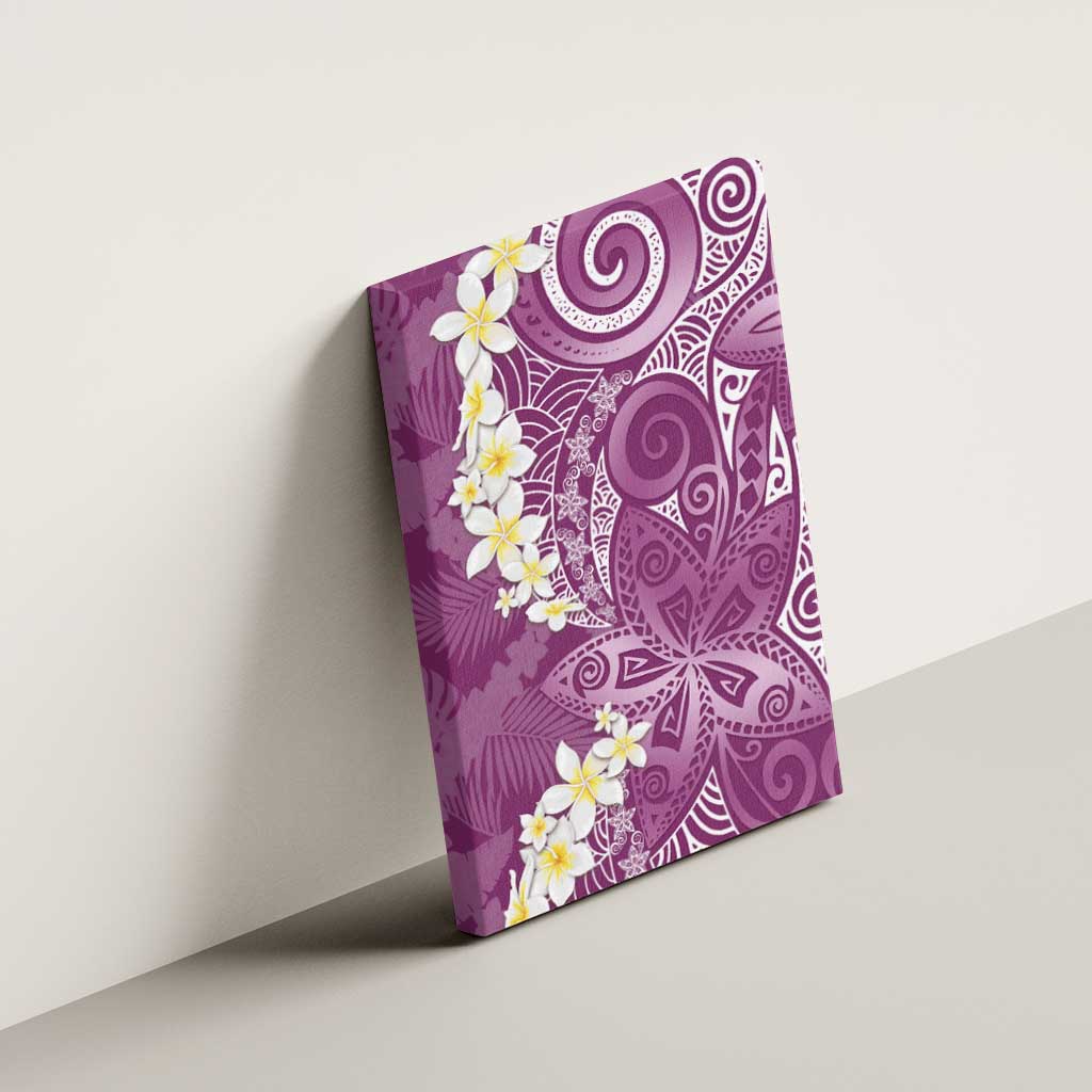 Pink Polynesian Tribal Frangipani Tropical Vibe Canvas Wall Art