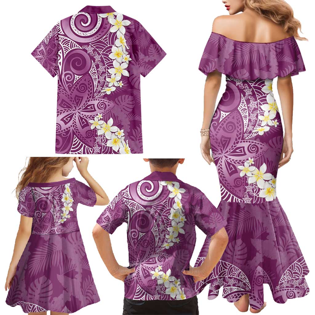 Pink Polynesian Tribal Frangipani Tropical Vibe Family Matching Mermaid Dress and Hawaiian Shirt LT14 - Polynesian Pride