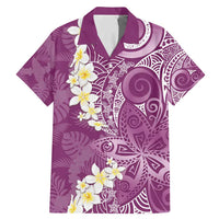 Pink Polynesian Tribal Frangipani Tropical Vibe Family Matching Mermaid Dress and Hawaiian Shirt LT14 Dad's Shirt - Short Sleeve Pink - Polynesian Pride