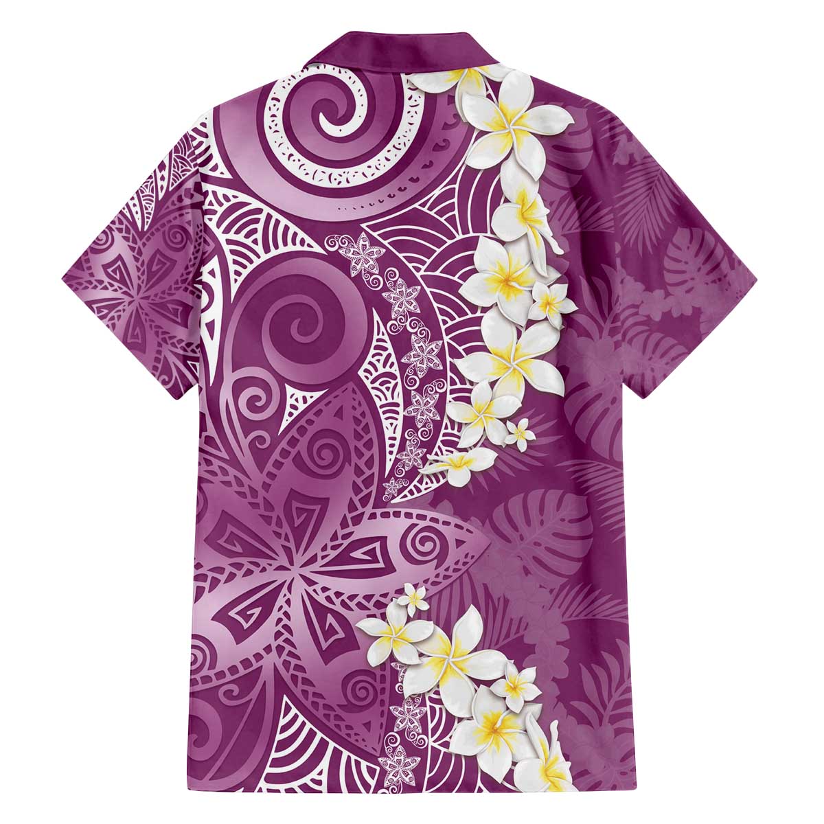 Pink Polynesian Tribal Frangipani Tropical Vibe Family Matching Off The Shoulder Long Sleeve Dress and Hawaiian Shirt LT14 - Polynesian Pride