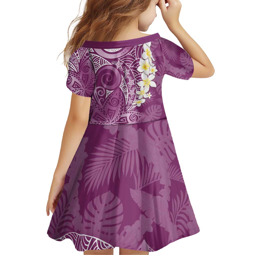 Pink Polynesian Tribal Frangipani Tropical Vibe Family Matching Off Shoulder Short Dress and Hawaiian Shirt LT14 - Polynesian Pride