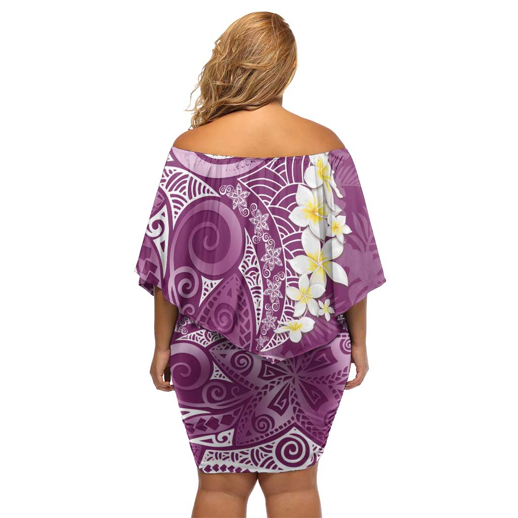 Pink Polynesian Tribal Frangipani Tropical Vibe Family Matching Off Shoulder Short Dress and Hawaiian Shirt LT14 - Polynesian Pride
