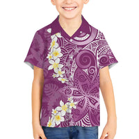 Pink Polynesian Tribal Frangipani Tropical Vibe Family Matching Off Shoulder Short Dress and Hawaiian Shirt LT14 Son's Shirt Pink - Polynesian Pride