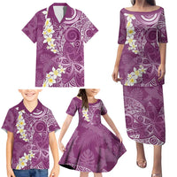 Pink Polynesian Tribal Frangipani Tropical Vibe Family Matching Puletasi and Hawaiian Shirt LT14 - Polynesian Pride