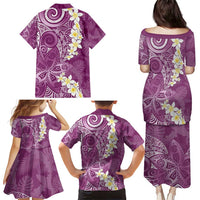 Pink Polynesian Tribal Frangipani Tropical Vibe Family Matching Puletasi and Hawaiian Shirt LT14 - Polynesian Pride