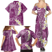 Pink Polynesian Tribal Frangipani Tropical Vibe Family Matching Summer Maxi Dress and Hawaiian Shirt LT14 - Polynesian Pride
