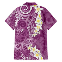 Pink Polynesian Tribal Frangipani Tropical Vibe Family Matching Summer Maxi Dress and Hawaiian Shirt LT14 - Polynesian Pride
