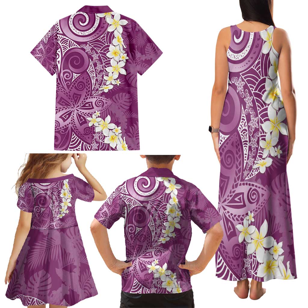 Pink Polynesian Tribal Frangipani Tropical Vibe Family Matching Tank Maxi Dress and Hawaiian Shirt LT14 - Polynesian Pride
