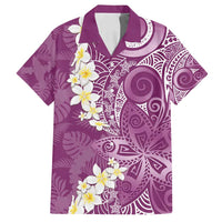 Pink Polynesian Tribal Frangipani Tropical Vibe Family Matching Tank Maxi Dress and Hawaiian Shirt LT14 Dad's Shirt - Short Sleeve Pink - Polynesian Pride