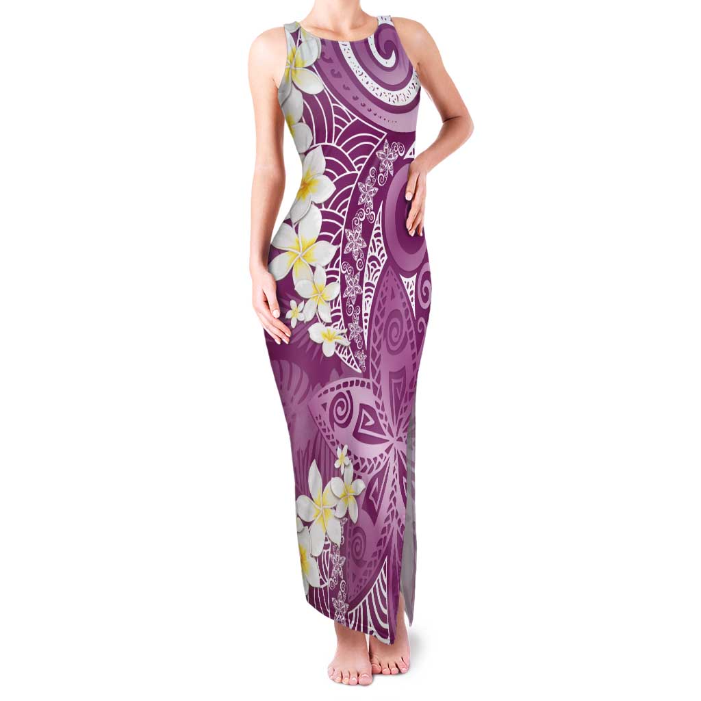 Pink Polynesian Tribal Frangipani Tropical Vibe Family Matching Tank Maxi Dress and Hawaiian Shirt LT14 Mom's Dress Pink - Polynesian Pride