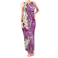 Pink Polynesian Tribal Frangipani Tropical Vibe Family Matching Tank Maxi Dress and Hawaiian Shirt LT14 Mom's Dress Pink - Polynesian Pride