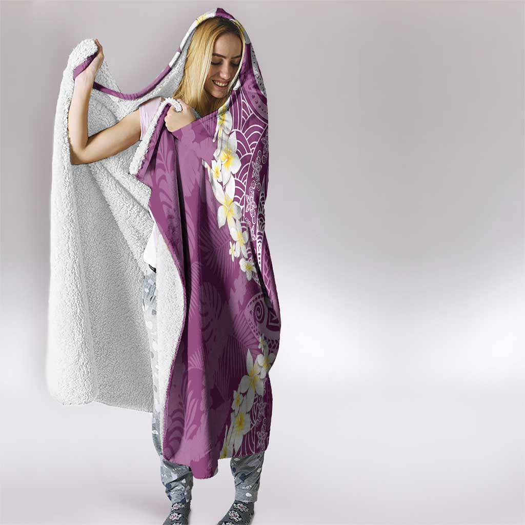 Pink Polynesian Tribal Frangipani Tropical Vibe Hooded Blanket