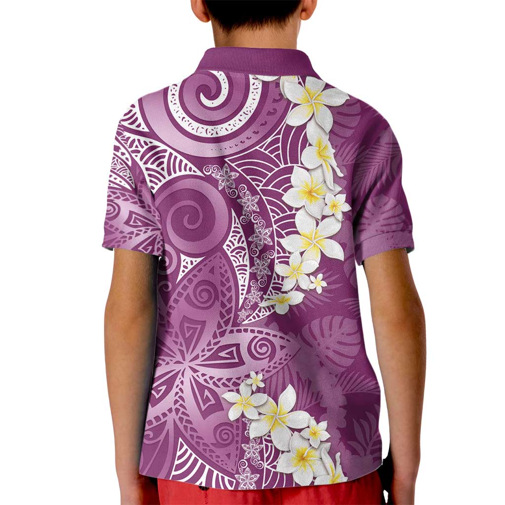 Pink Polynesian Tribal Frangipani Tropical Vibe Kid Polo Shirt