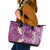 Pink Polynesian Tribal Frangipani Tropical Vibe Leather Tote Bag