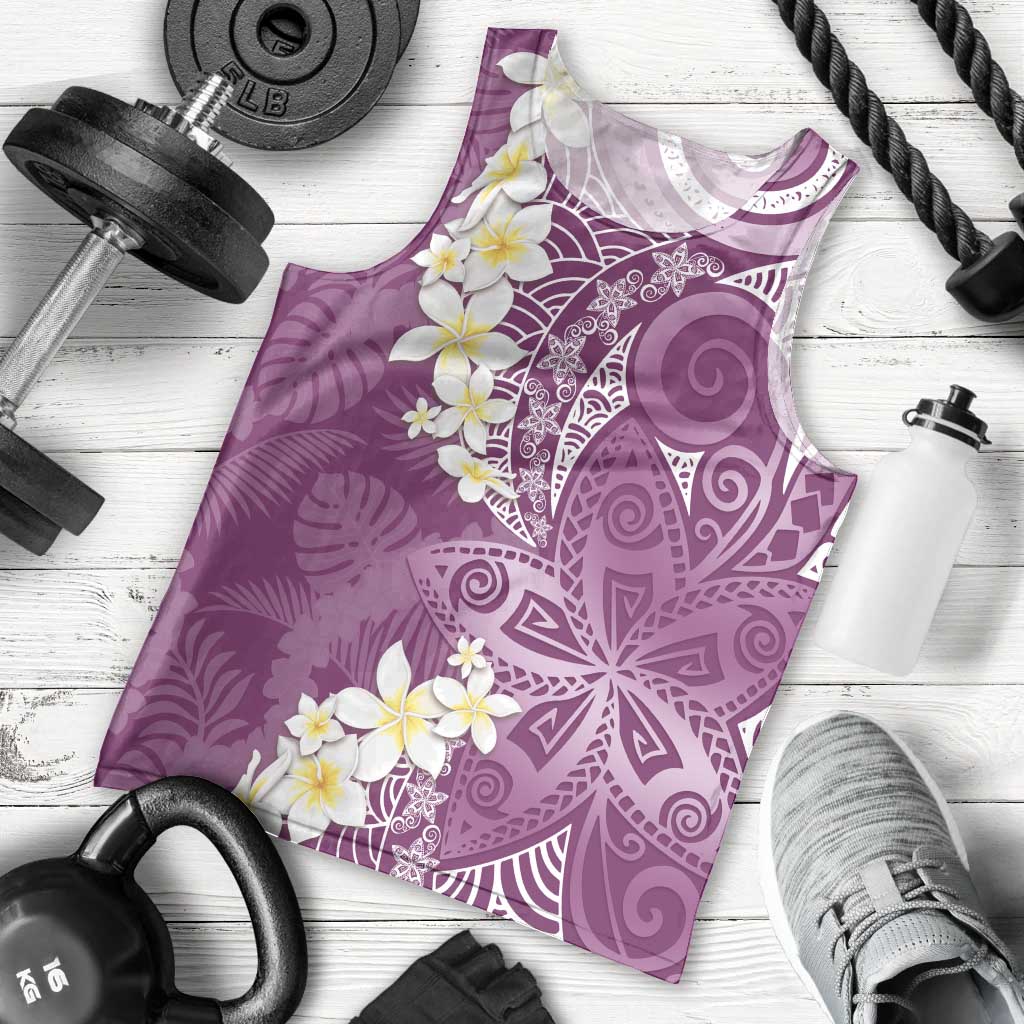 Pink Polynesian Tribal Frangipani Tropical Vibe Men Tank Top
