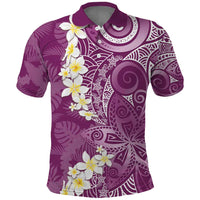 Pink Polynesian Tribal Frangipani Tropical Vibe Polo Shirt