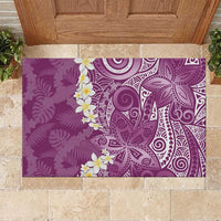 Pink Polynesian Tribal Frangipani Tropical Vibe Rubber Doormat