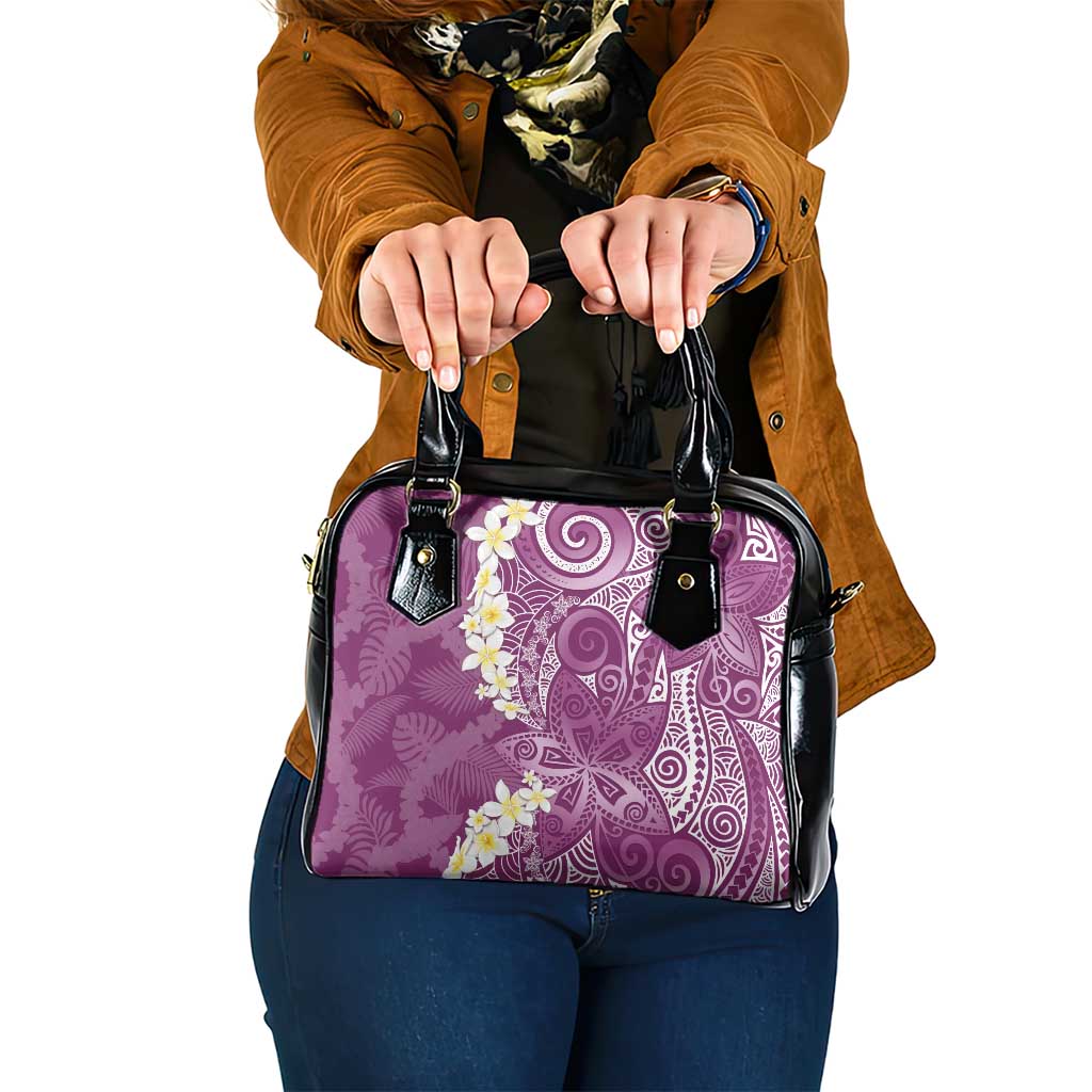 Pink Polynesian Tribal Frangipani Tropical Vibe Shoulder Handbag
