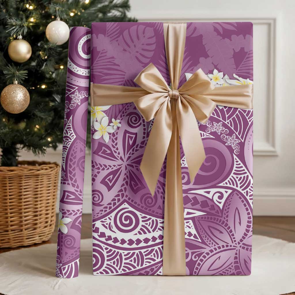 Pink Polynesian Tribal Frangipani Tropical Vibe Wrapping Paper - Polynesian Pride