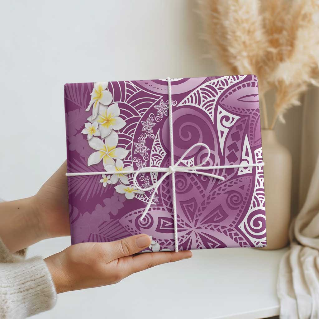 Pink Polynesian Tribal Frangipani Tropical Vibe Wrapping Paper - Polynesian Pride