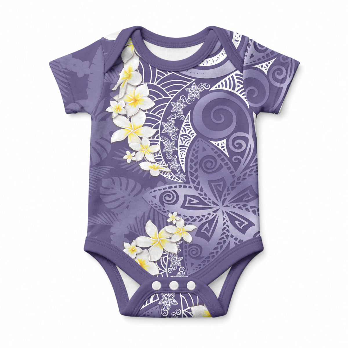 Violet Polynesian Tribal Frangipani Tropical Vibe Baby Onesie LT14 Violet - Polynesian Pride