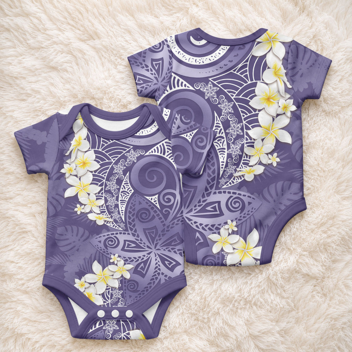 Violet Polynesian Tribal Frangipani Tropical Vibe Baby Onesie LT14 - Polynesian Pride
