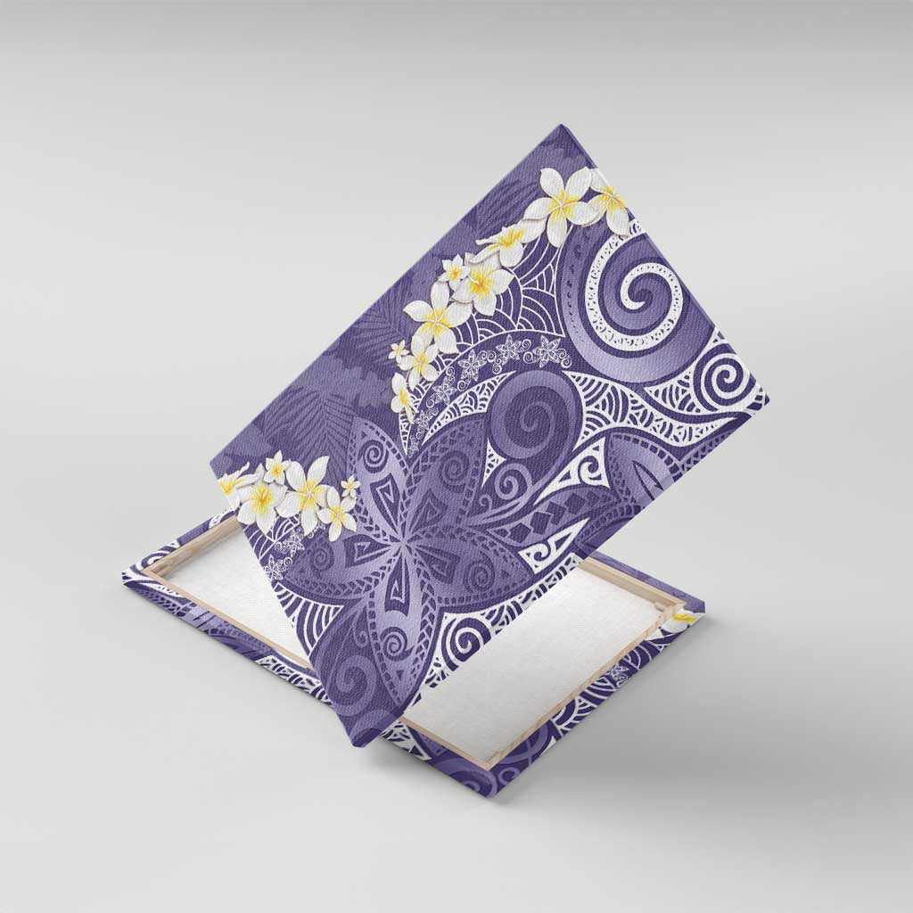 Violet Polynesian Tribal Frangipani Tropical Vibe Canvas Wall Art