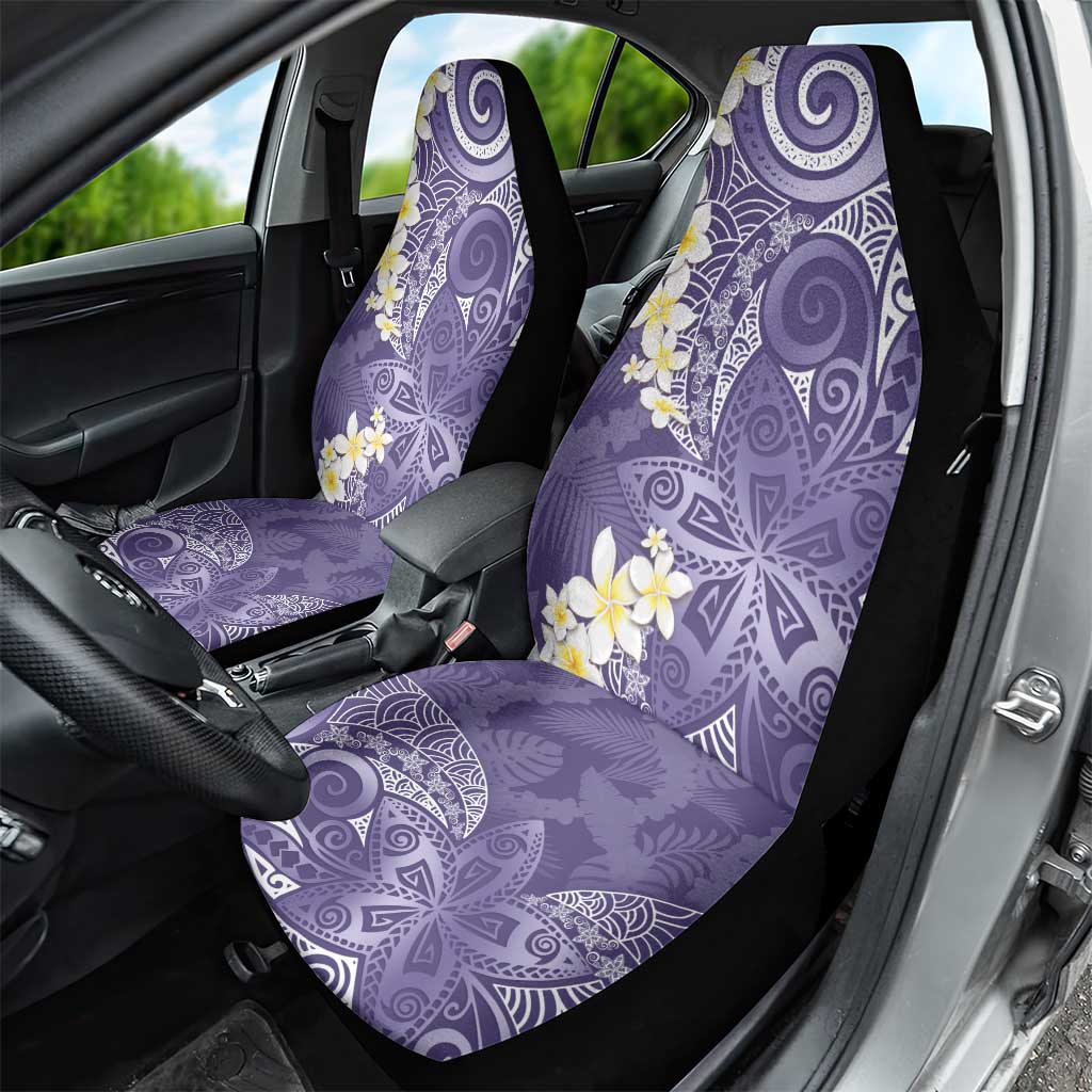 Violet Polynesian Tribal Frangipani Tropical Vibe Car Seat Cover