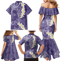 Violet Polynesian Tribal Frangipani Tropical Vibe Family Matching Mermaid Dress and Hawaiian Shirt LT14 - Polynesian Pride