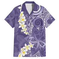 Violet Polynesian Tribal Frangipani Tropical Vibe Family Matching Off The Shoulder Long Sleeve Dress and Hawaiian Shirt LT14 Dad's Shirt - Short Sleeve Violet - Polynesian Pride