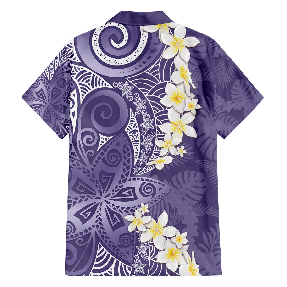 Violet Polynesian Tribal Frangipani Tropical Vibe Family Matching Off The Shoulder Long Sleeve Dress and Hawaiian Shirt LT14 - Polynesian Pride