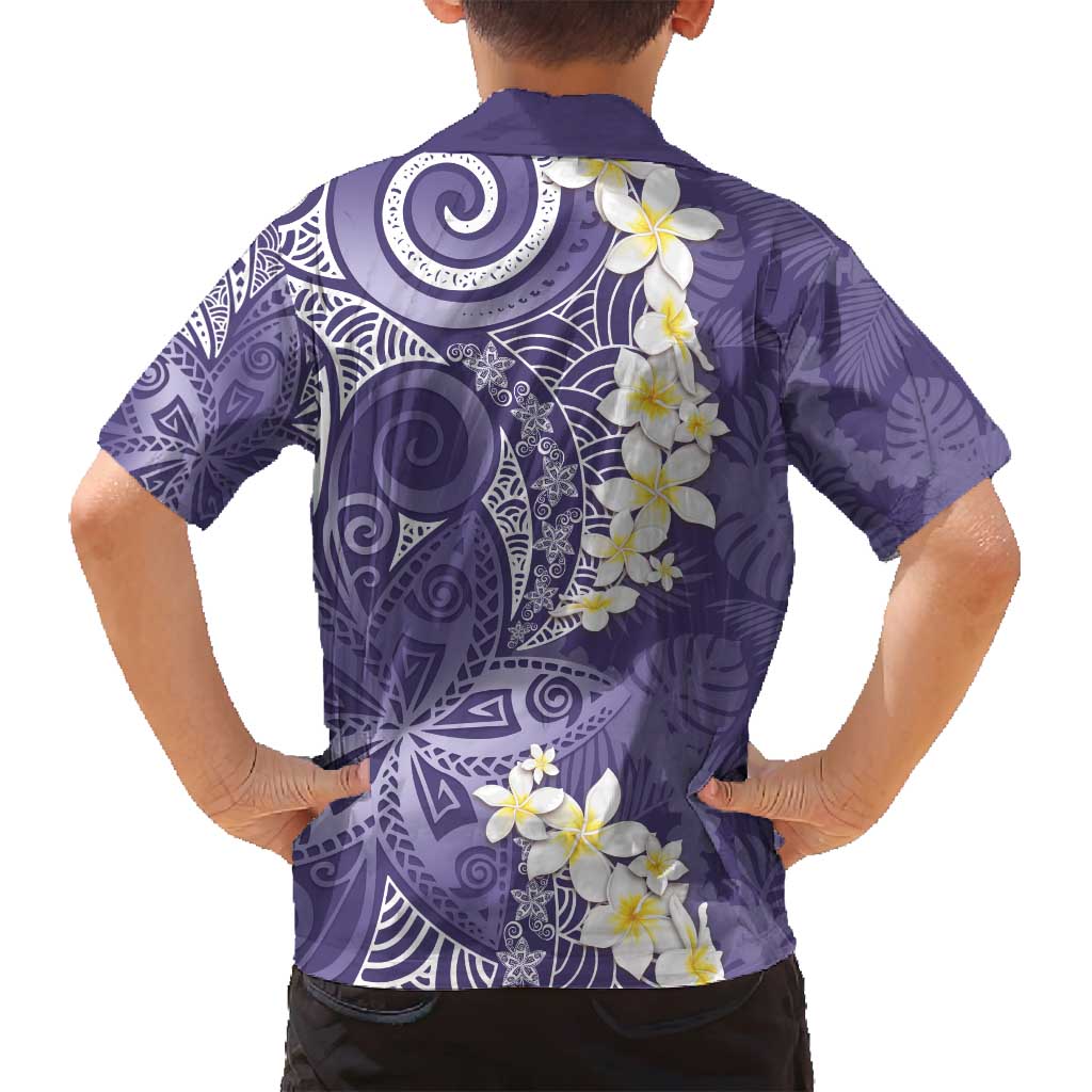 Violet Polynesian Tribal Frangipani Tropical Vibe Family Matching Off Shoulder Maxi Dress and Hawaiian Shirt LT14 - Polynesian Pride