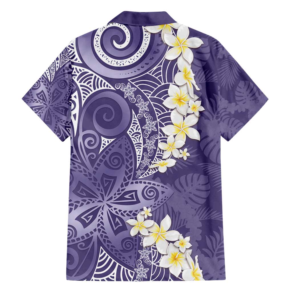Violet Polynesian Tribal Frangipani Tropical Vibe Family Matching Off Shoulder Maxi Dress and Hawaiian Shirt LT14 - Polynesian Pride