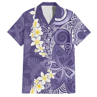 Violet Polynesian Tribal Frangipani Tropical Vibe Family Matching Short Sleeve Bodycon Dress and Hawaiian Shirt LT14 Dad's Shirt - Short Sleeve Violet - Polynesian Pride
