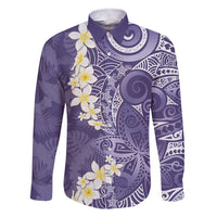 Violet Polynesian Tribal Frangipani Tropical Vibe Family Matching Short Sleeve Bodycon Dress and Hawaiian Shirt LT14 Dad's Shirt - Long Sleeve Violet - Polynesian Pride