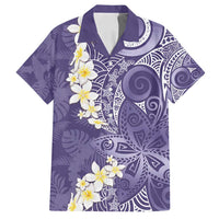 Violet Polynesian Tribal Frangipani Tropical Vibe Family Matching Summer Maxi Dress and Hawaiian Shirt LT14 Dad's Shirt - Short Sleeve Violet - Polynesian Pride