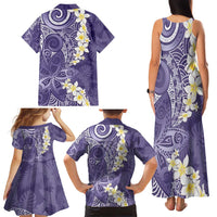 Violet Polynesian Tribal Frangipani Tropical Vibe Family Matching Tank Maxi Dress and Hawaiian Shirt LT14 - Polynesian Pride