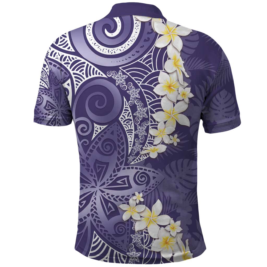 Violet Polynesian Tribal Frangipani Tropical Vibe Polo Shirt