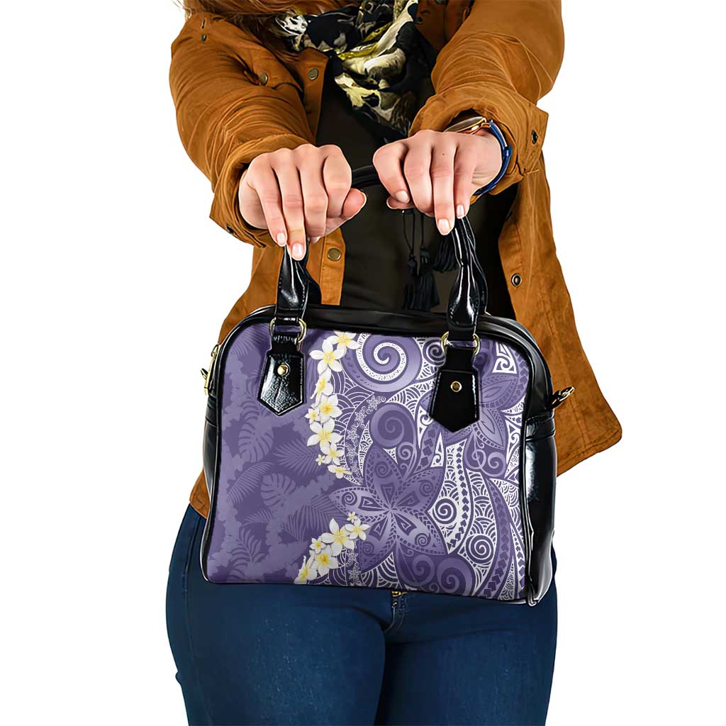 Violet Polynesian Tribal Frangipani Tropical Vibe Shoulder Handbag