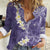 Violet Polynesian Tribal Frangipani Tropical Vibe Women Casual Shirt