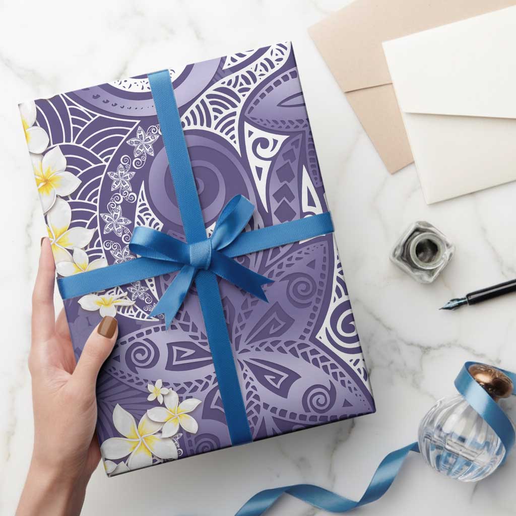 Violet Polynesian Tribal Frangipani Tropical Vibe Wrapping Paper - Polynesian Pride