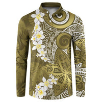 Gold Polynesian Tribal Frangipani Tropical Vibe Button Sweatshirt
