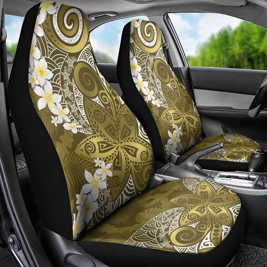 Gold Polynesian Tribal Frangipani Tropical Vibe Car Seat Cover