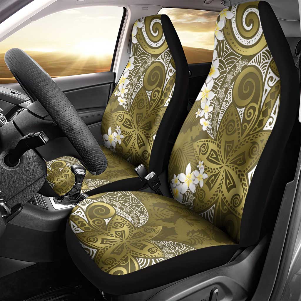 Gold Polynesian Tribal Frangipani Tropical Vibe Car Seat Cover
